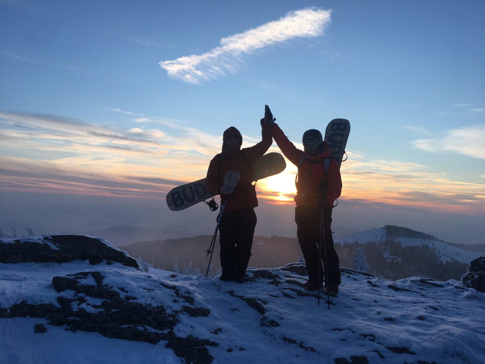 Snowboard Sonnenuntergang